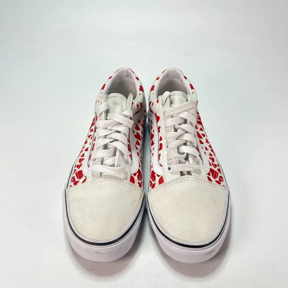 Vans Old Skool Valentine Hearts White Low Top Skate Shoes 507698 Womens Size 8.5